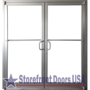 Commercial Double Door Offset Pivot Hinge - Clear Glass - Clear Aluminum Finish