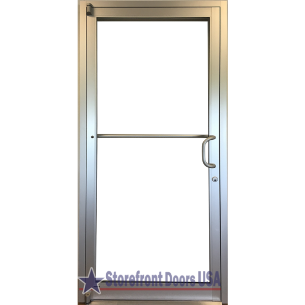 Commercial RH Door - Clear Finish - Offset Pivot Hinge - with Clear Glass