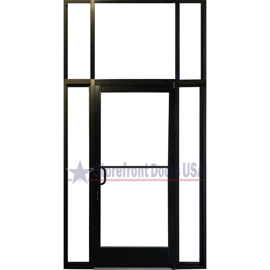 Storefront LH Standard Door-ADA-transom-12in-sidelites-Bronze