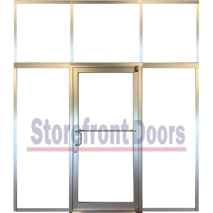 Commercial Left Hand (LH) Storefront Door with 28" Sidelites and Transom