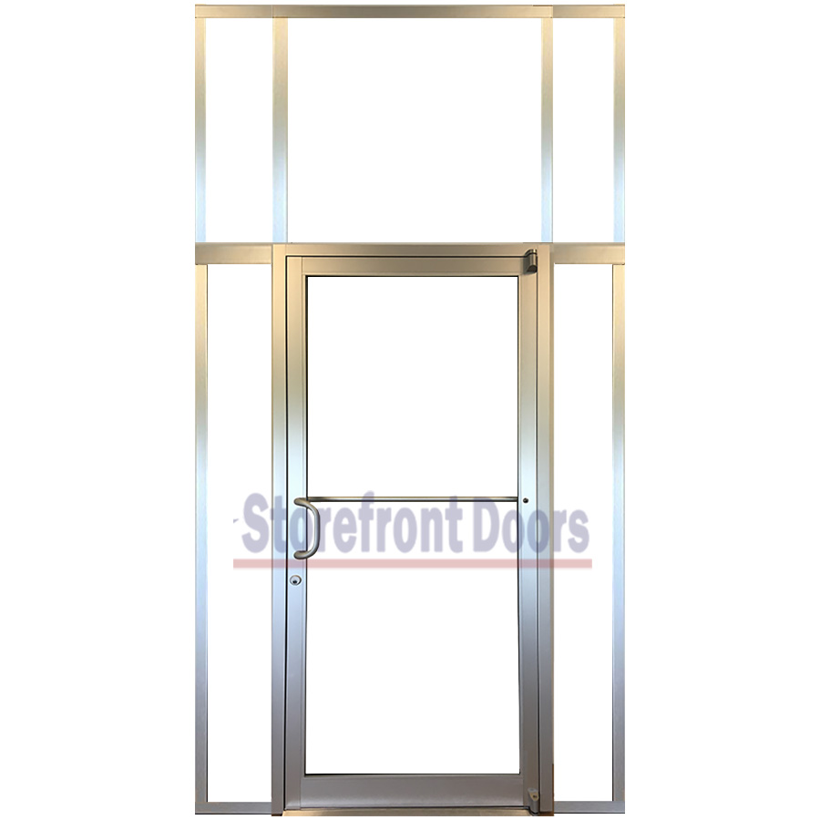 Commercial Left Hand (LH) Storefront Door with 12" Sidelites and Transom